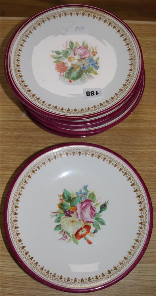 A Victorian Staffordshire part dessert service (13 pieces)